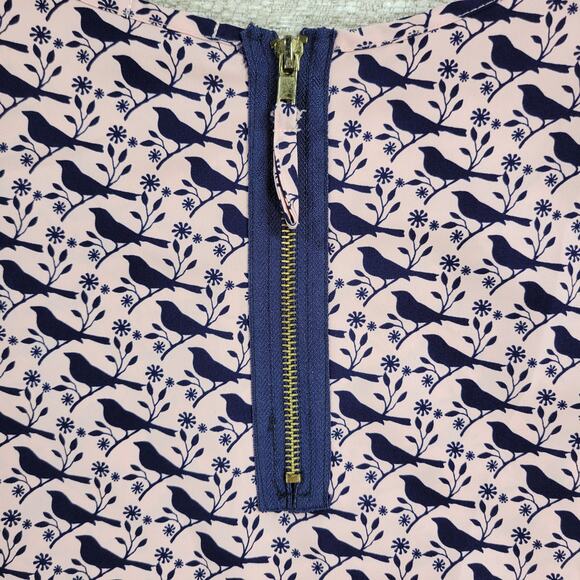 Charlotte Russe Bird Top Womens Small Pink Blue Pleated Back Zipper Round Neck - Picture 13 of 13